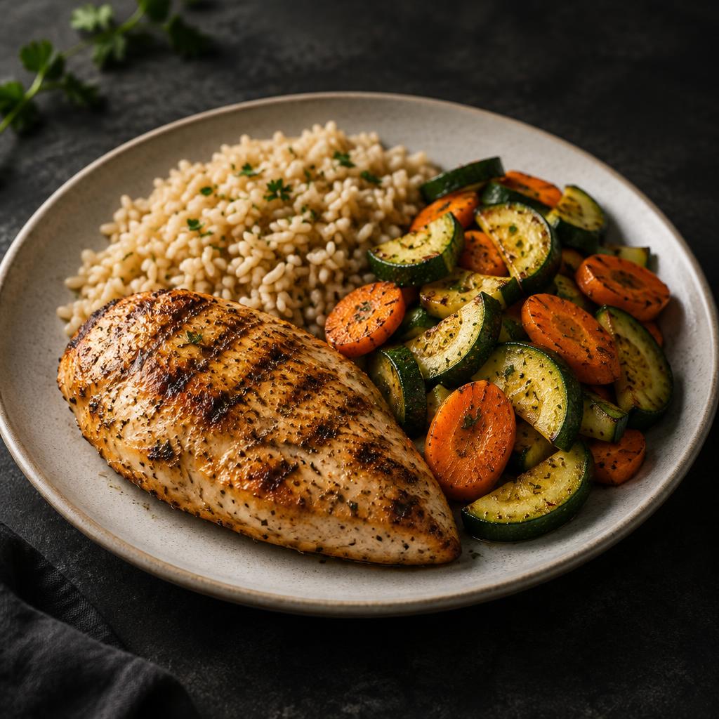Grilled Chicken, Brown Rice & Vegetables