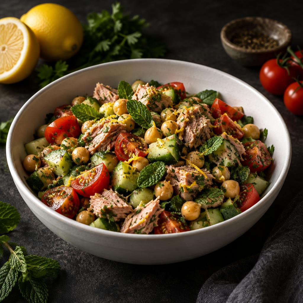 Tuna, Chickpea & Raw Vegetable Salad