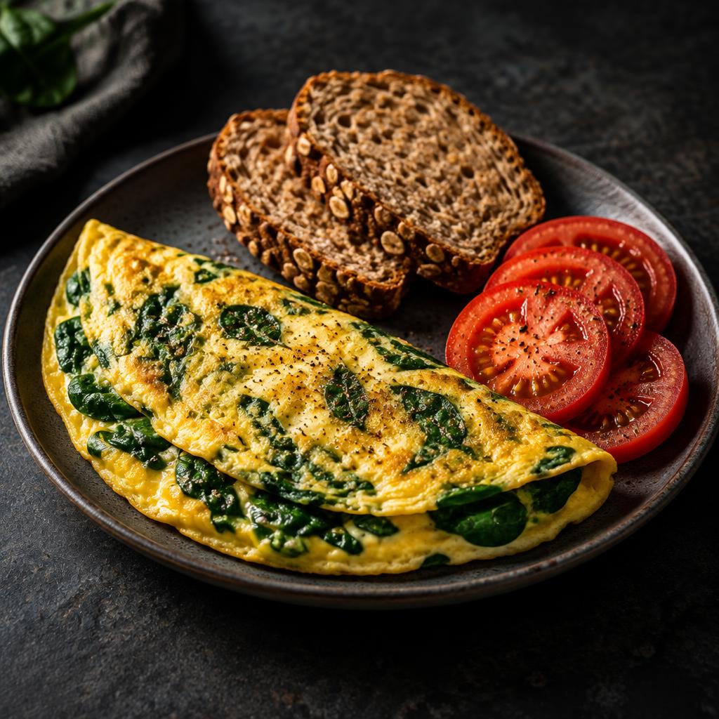 Spinach Omelet & Whole Wheat Bread